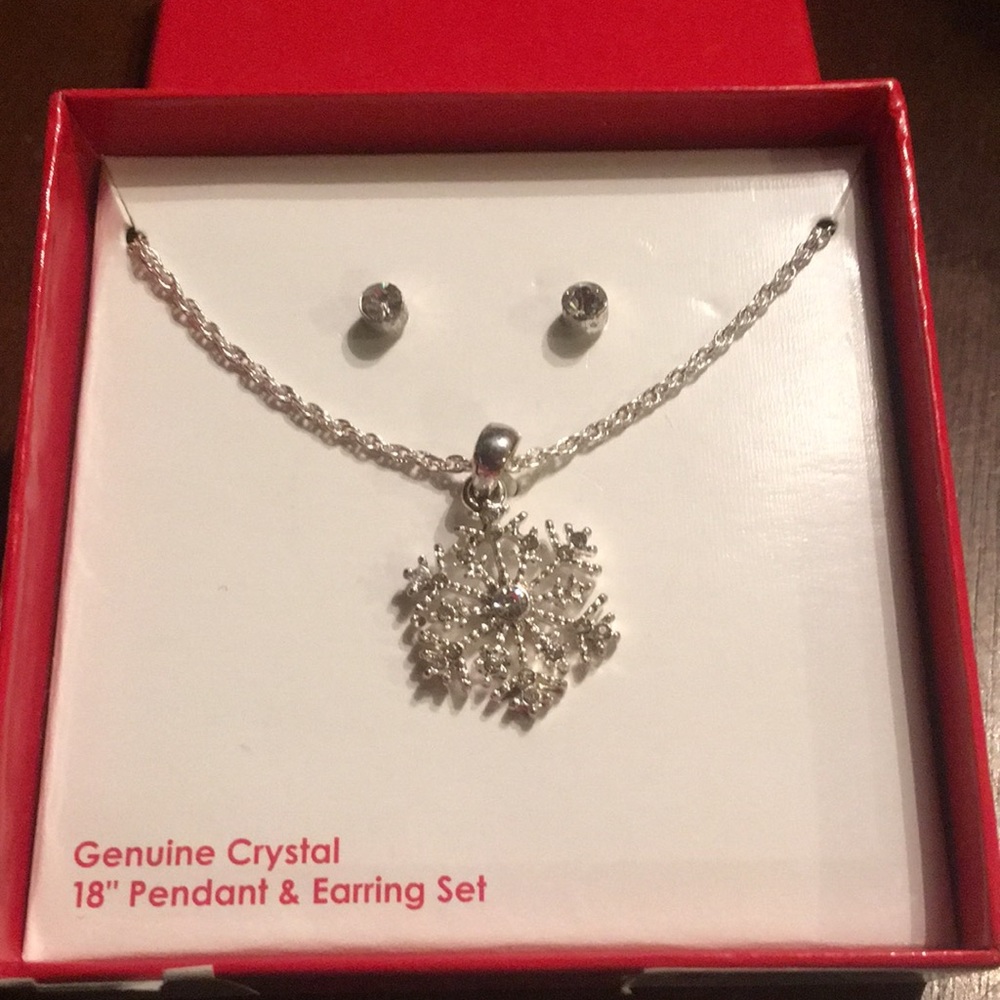 ❄️Snowflake necklace and earring set❄️
